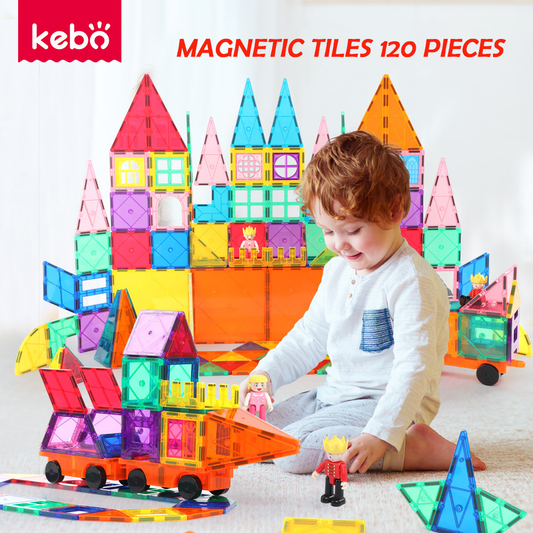 Children Magnetic Tiles 120 Pieces Set